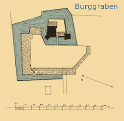 alte Grundrisszeichnung der Burg Bubenheim
